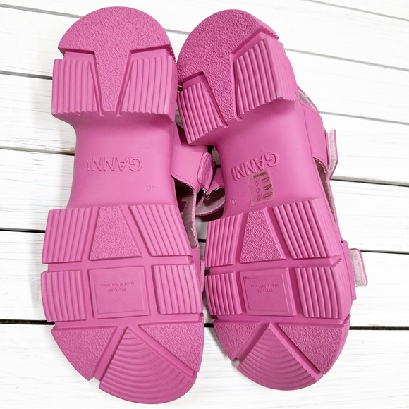 GANNI Recycled Rubber Chunky Logo Pink Platform Sandal 40 - Picture 9 of 12